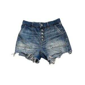 Free People Women’s Shorts Jesse Carpenter Button Fly Denim High Rise Size 25